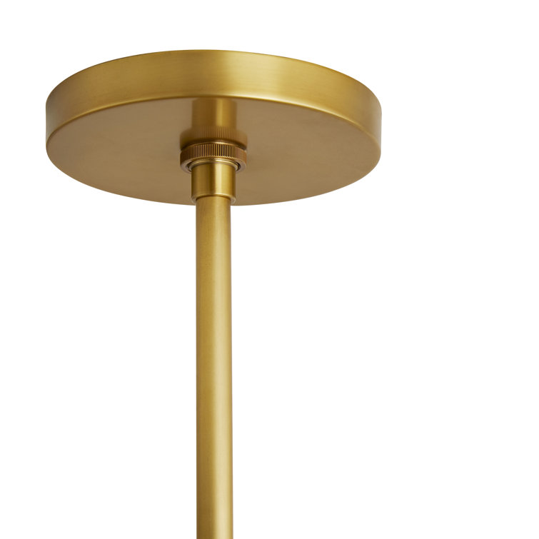 Antique Brass and Cream Leather 6-Light Chandelier