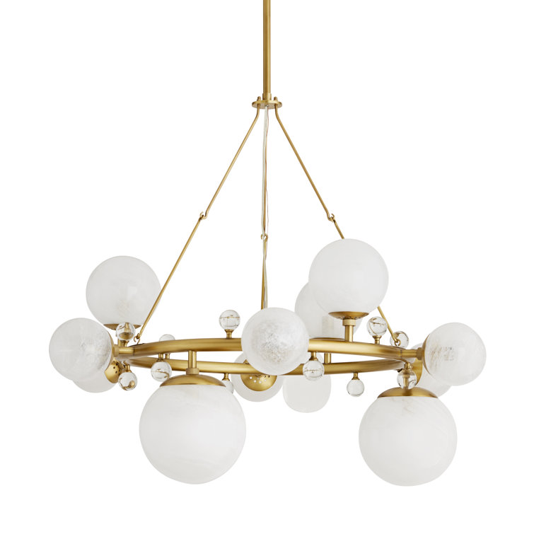 Antique Brass and Crystal 12-Light Chandelier