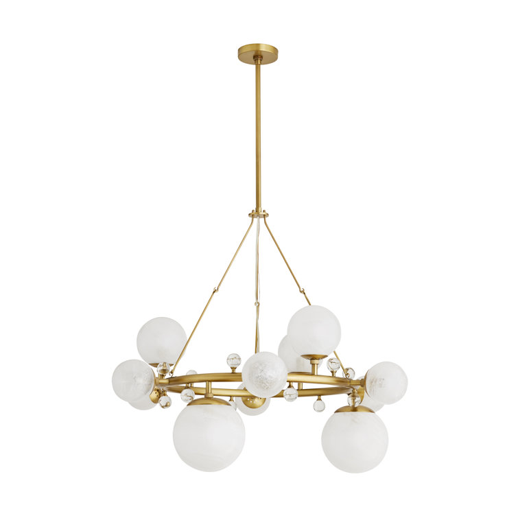 Antique Brass and Crystal 12-Light Chandelier