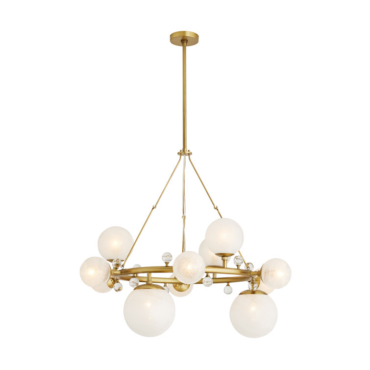 Antique Brass and Crystal 12-Light Chandelier