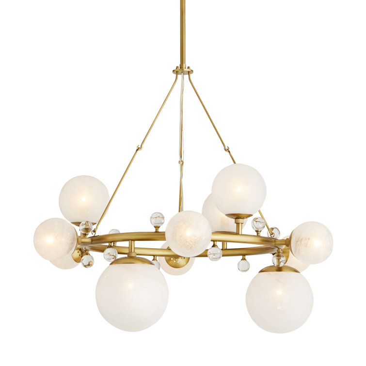 Antique Brass and Crystal 12-Light Chandelier