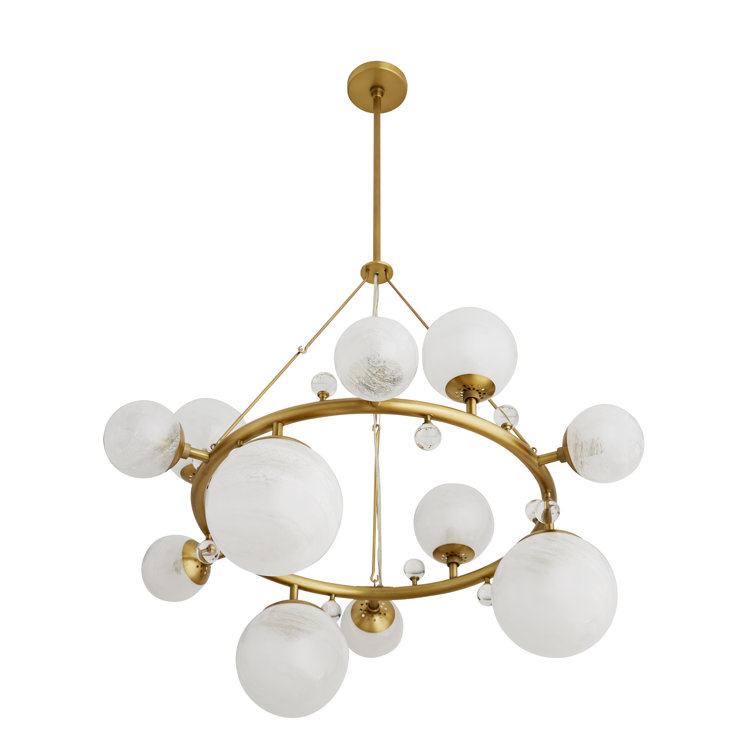 Antique Brass and Crystal 12-Light Chandelier