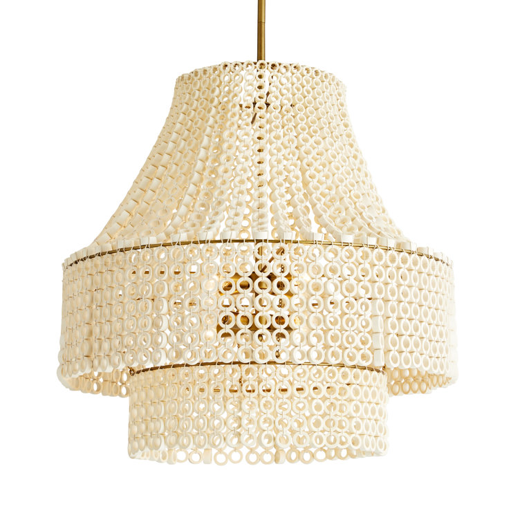 Hannie White Beaded Wood Empire Chandelier