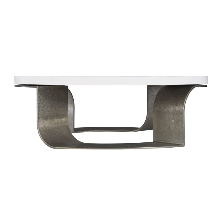 Catalina Round White Plaster and Graphite Coffee Table