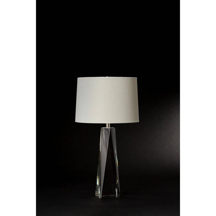 Angelica Clear Crystal Table Lamp with White Linen Shade
