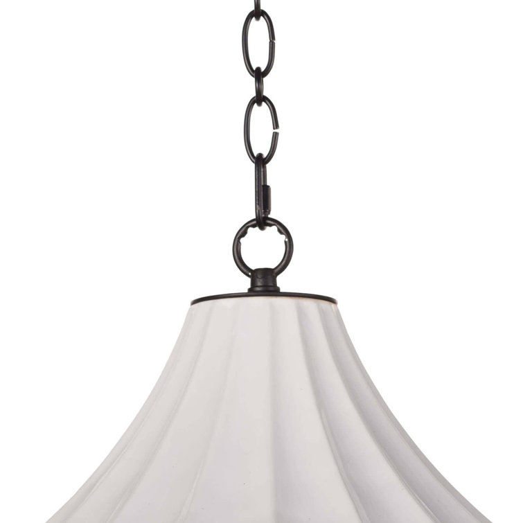 White Ceramic Scallop Empire Shade Pendant Light