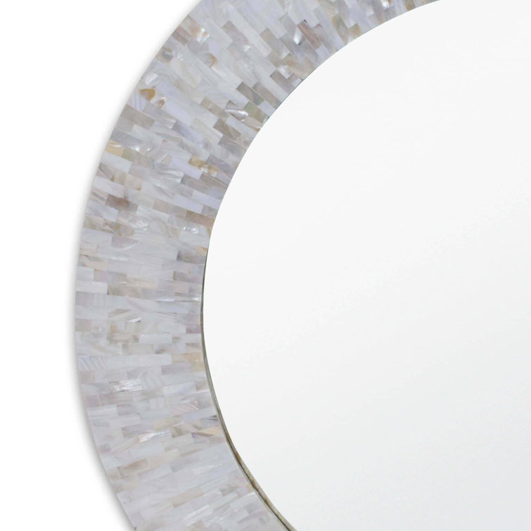 Coastal Round Multicolor Tile Accent Mirror