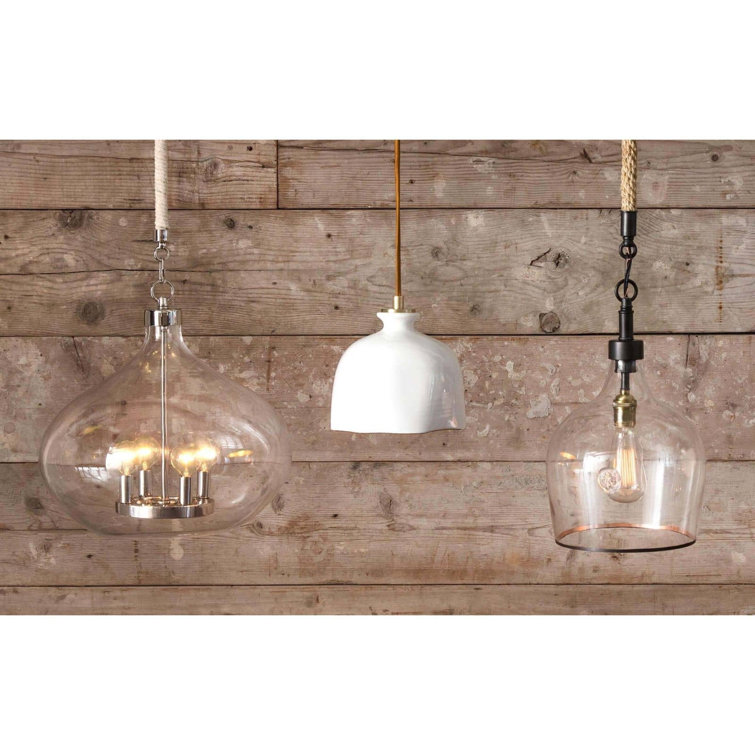 Raindrop Glass & Polished Nickel 4-Light Coastal Pendant