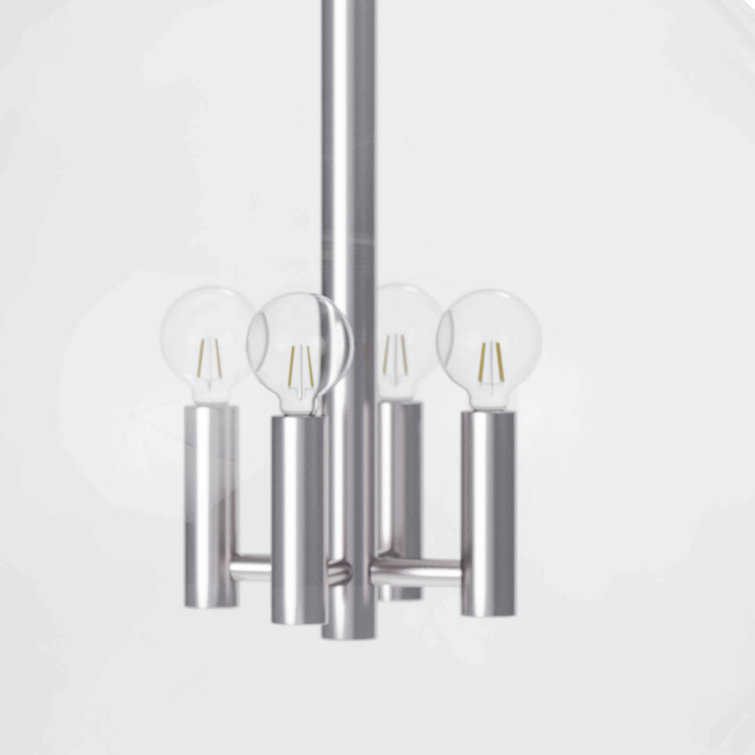 Elegant 4-Light Globe Pendant in Polished Nickel with Clear Glass Shade