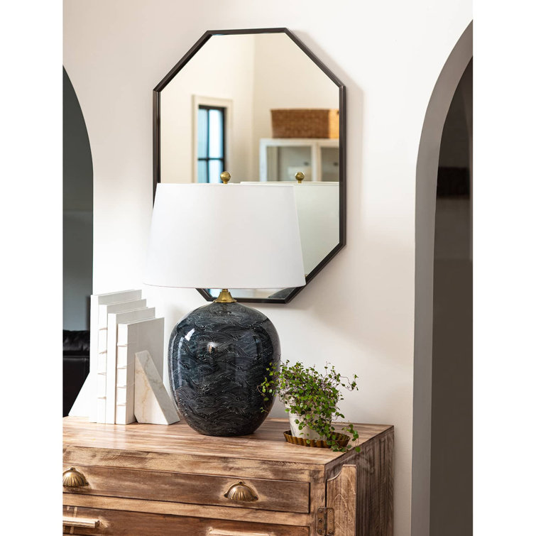 Ebony Harbor Inspired Ceramic Table Lamp with Linen Shade