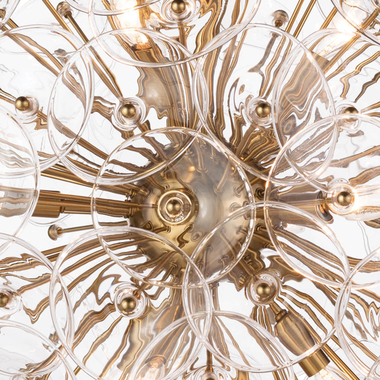 Natural Brass 9-Light Sputnik Chandelier with Clear Cord
