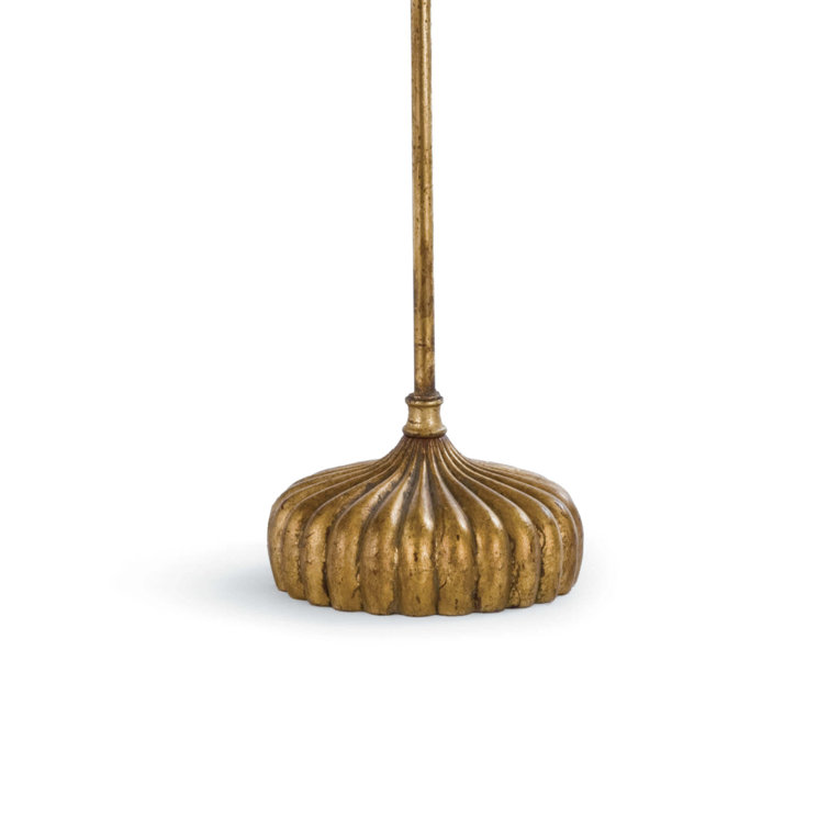 Antique Gold Leaf Buffet Table Lamp with Natural Linen Shade