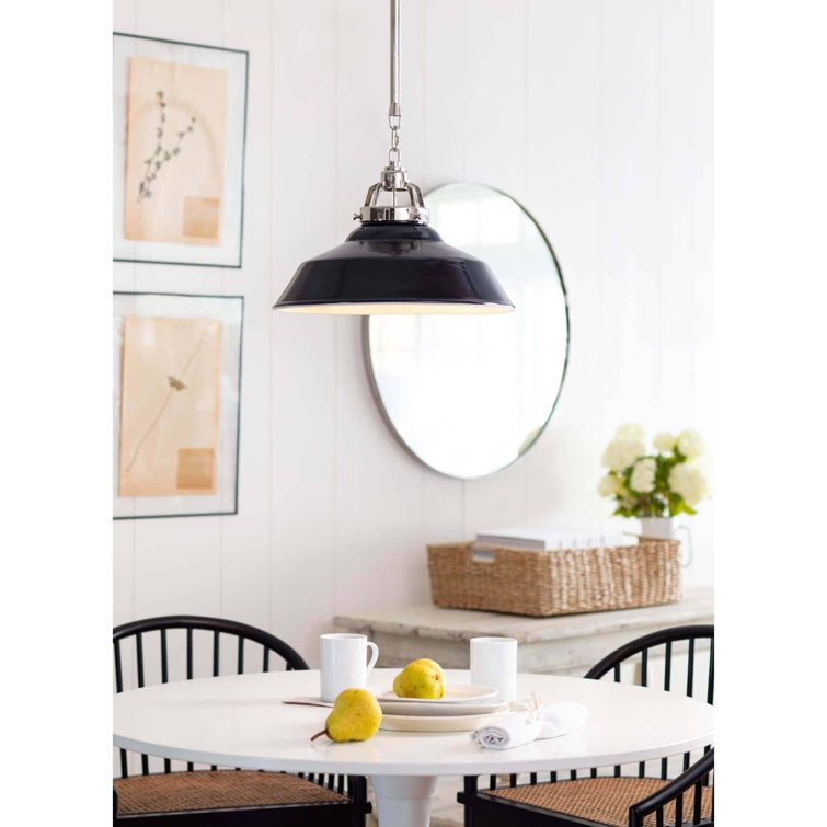 Navy Ceramic Pendant with Polished Nickel Hardware