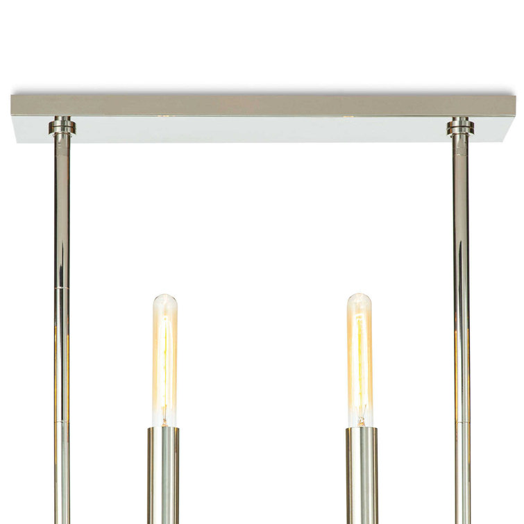 Elegant Wolfe 6-Light Polished Nickel Linear Chandelier