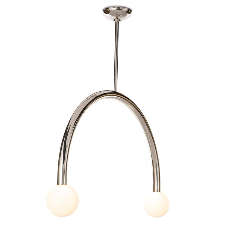 Polished Nickel Dual-Globe LED Pendant Light