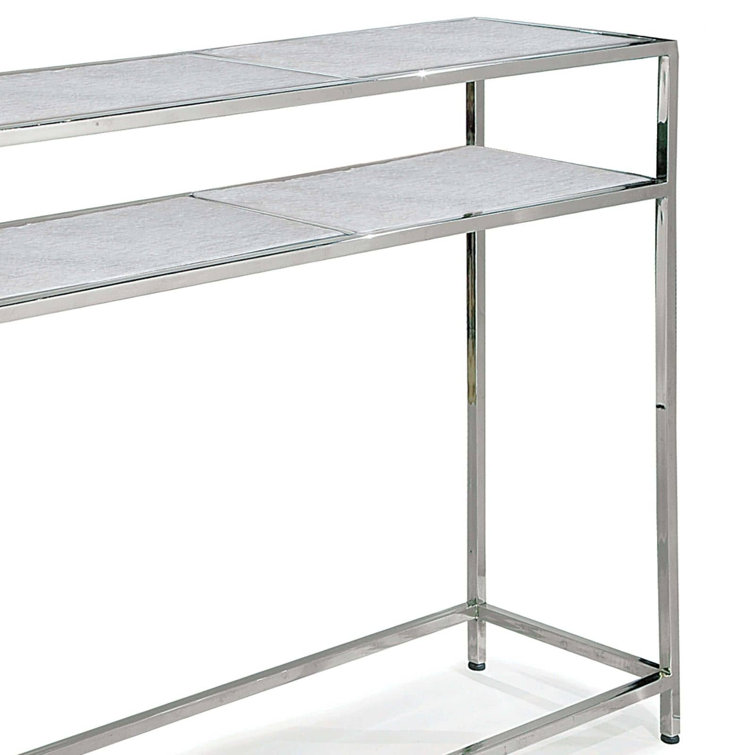 Nickel and Marble Console Table with Storage Shelf