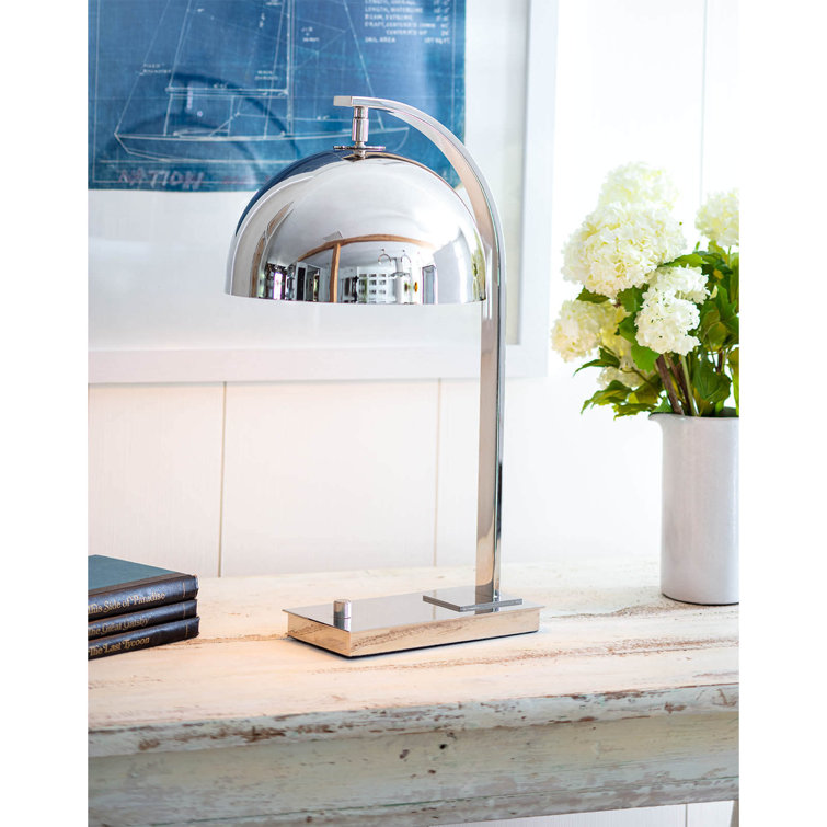 Otto Adjustable Arc Desk Lamp in Natural Brass