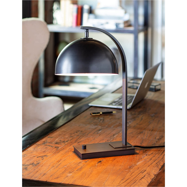 Otto Adjustable Arc Desk Lamp in Natural Brass