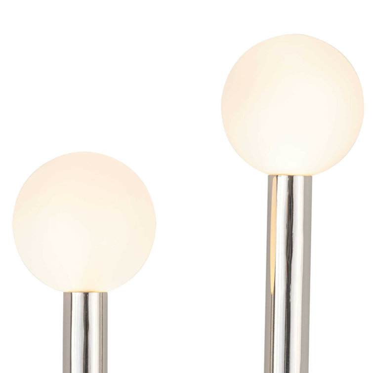 Happy Polished Nickel 2-Light Table Lamp with Matte White Bulbs