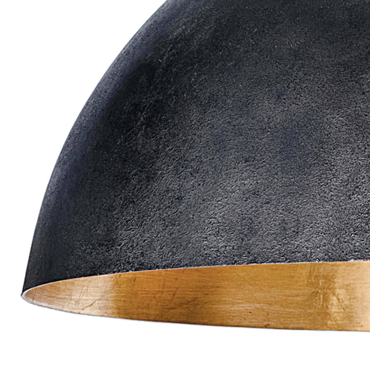 Sigmund 15" Blackened Steel Bowl Pendant with Gold-Leaf Interior