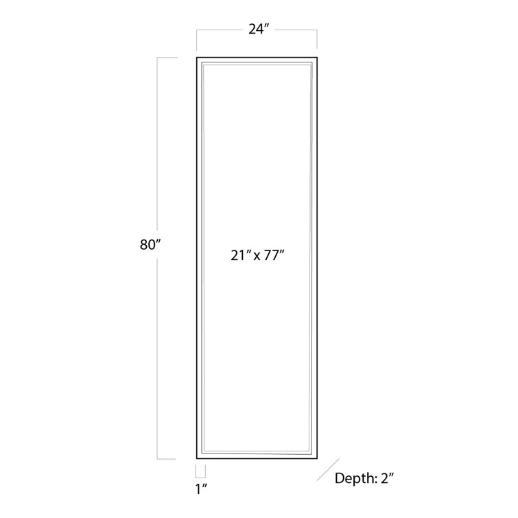Tall Black Rectangular Steel Dressing Room Mirror