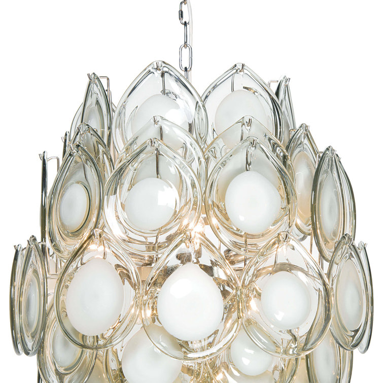Mini Diva Grey Teardrop Glass 8-Light Chandelier