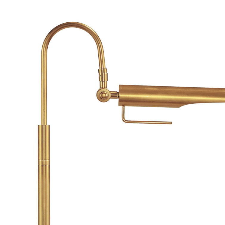 Raven Adjustable Natural Brass Floor Lamp with Clear Cord