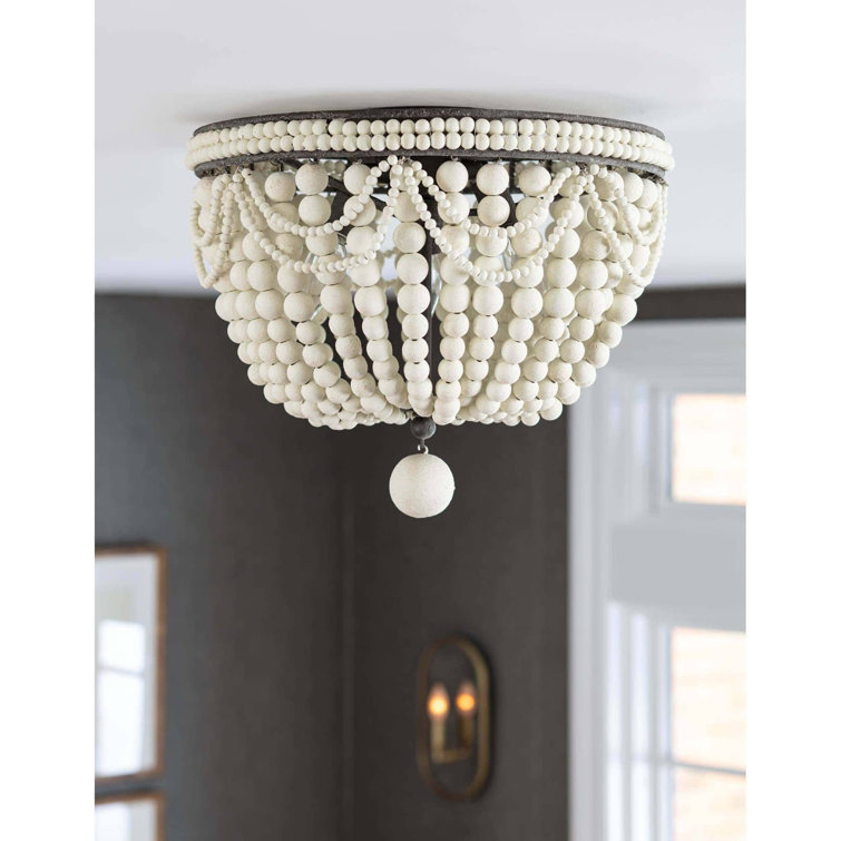 Malibu Modern 3-Light White Beaded Flushmount Ceiling Fixture