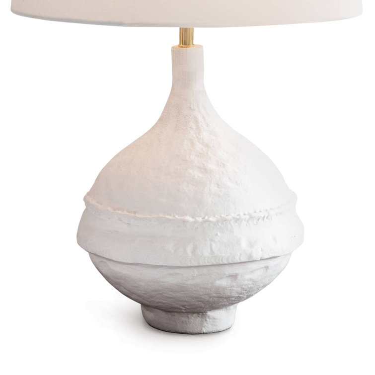 Riviera White Linen Shade Aluminum Table Lamp with 3-Way Switch