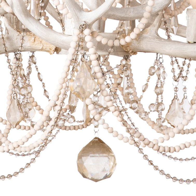 White Brass Antler 12-Light Chandelier