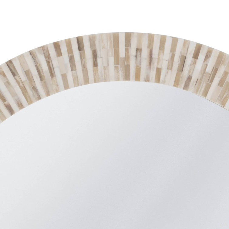 Round Multicolor Bone Tile Accent Mirror