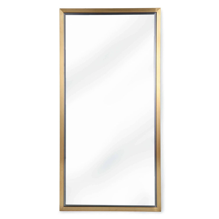 Minimalist Natural Brass Rectangular Mirror 24"W x 48"H