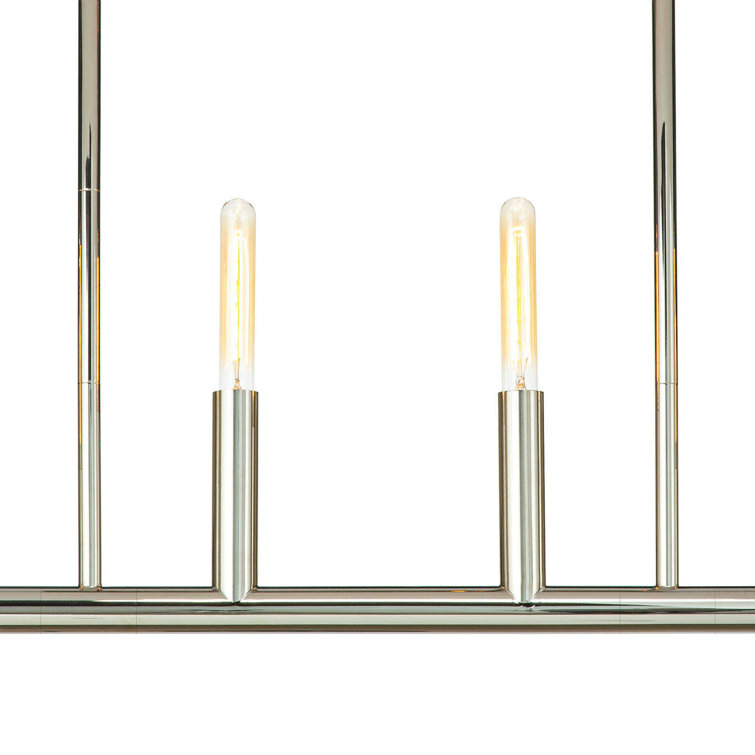 Elegant Wolfe 6-Light Polished Nickel Linear Chandelier