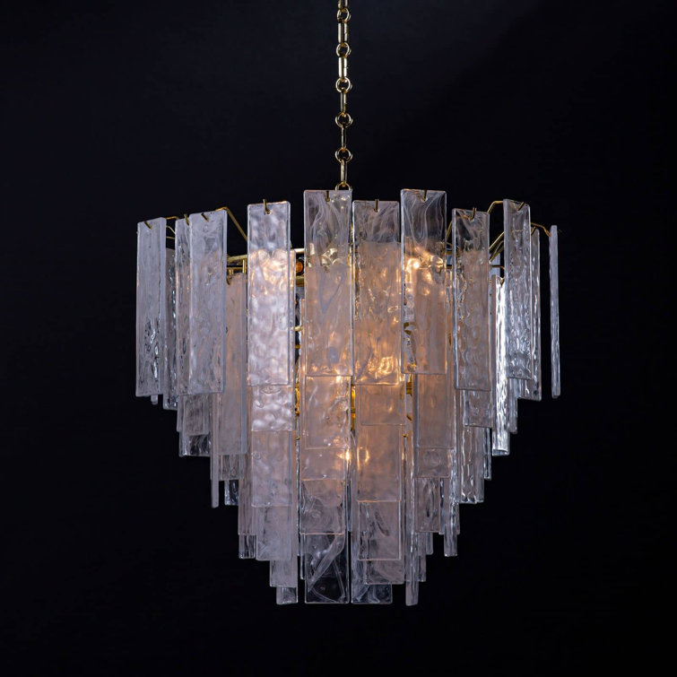 Mini Cascade Gold Finish 8-Light Glass Chandelier