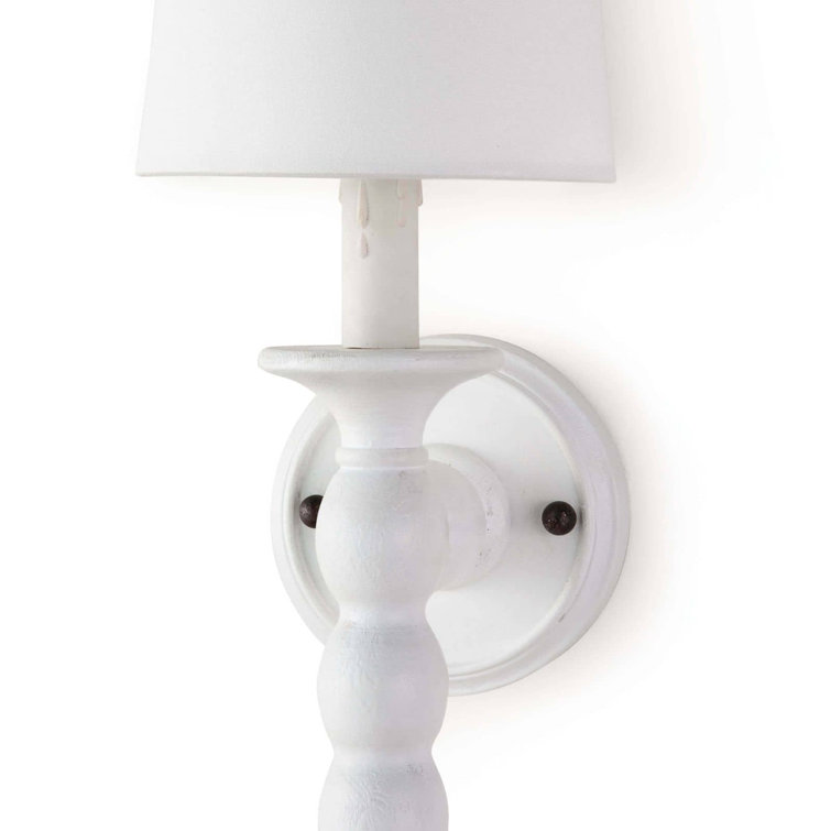 White and Blackened Steel Linen Shade Dimmable Sconce