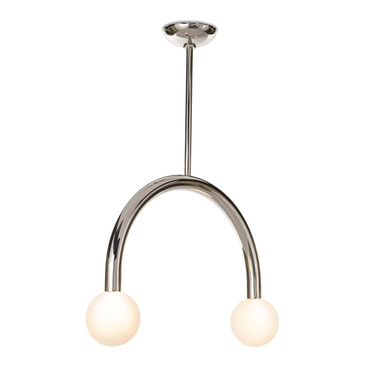 Modern Playful 2-Light Globe Pendant in Polished Nickel