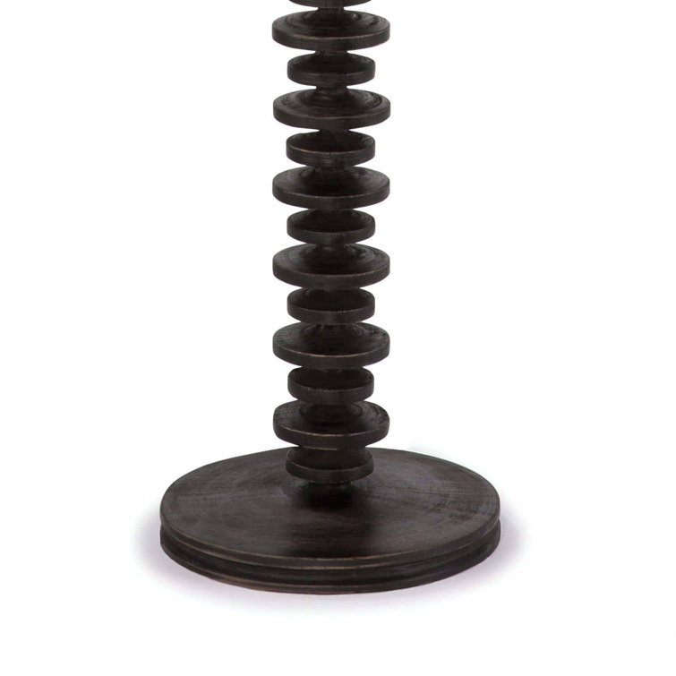 Ebony Birch Wood Fishbone Floor Lamp with Linen Shade