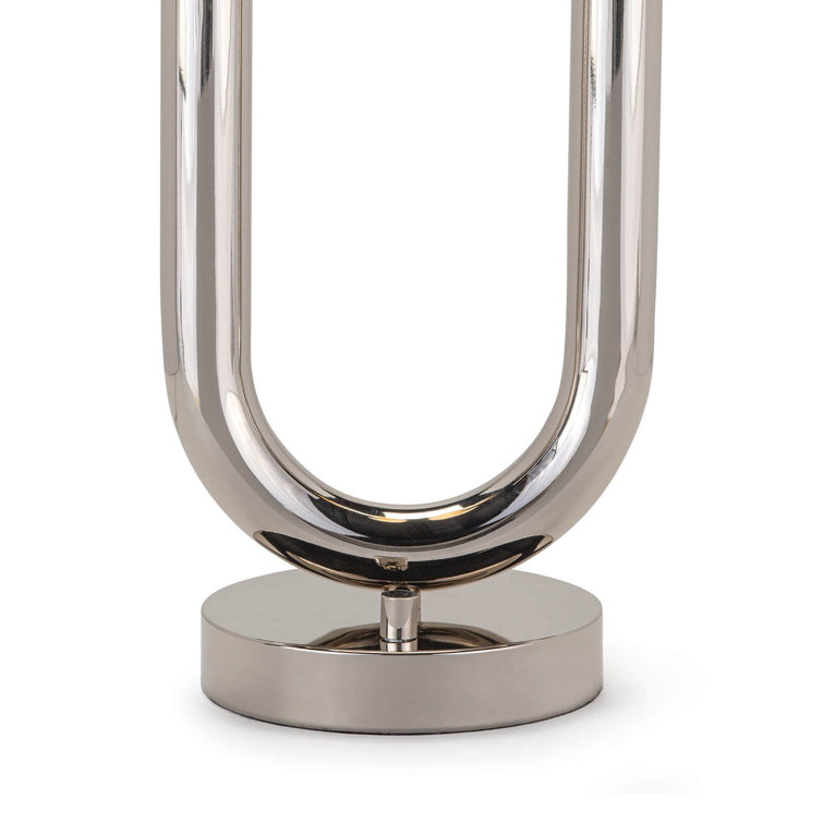 Happy Polished Nickel 2-Light Table Lamp with Matte White Bulbs