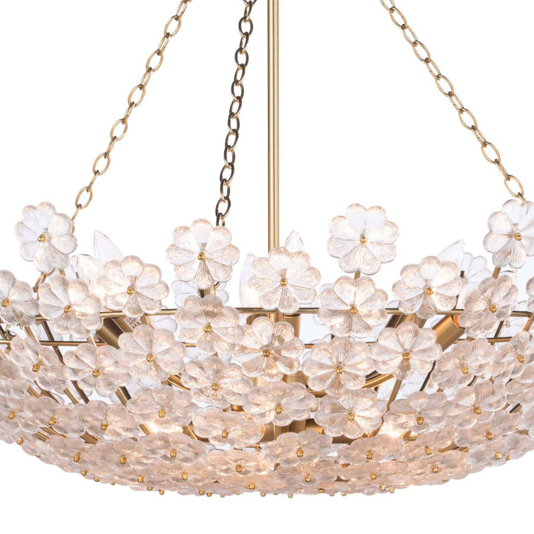 Charlotte 12-Light Natural Brass Crystal Chandelier