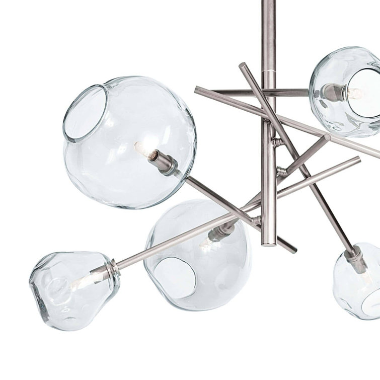 Elegant 6-Light Polished Nickel & Crystal Glass Chandelier