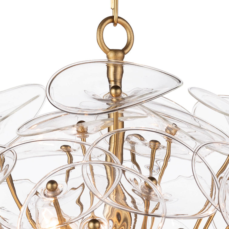 Natural Brass 9-Light Sputnik Chandelier with Clear Cord