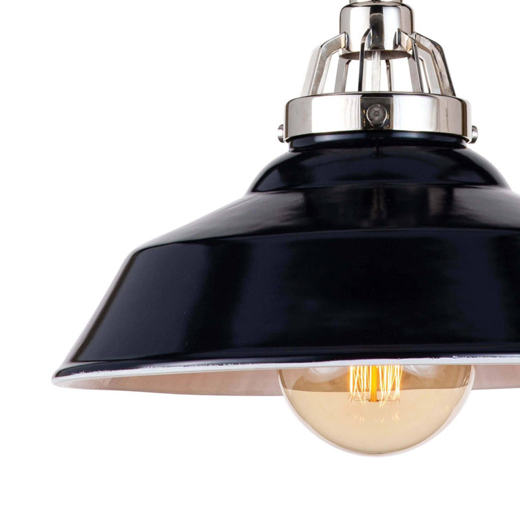 Navy Ceramic Pendant with Polished Nickel Hardware