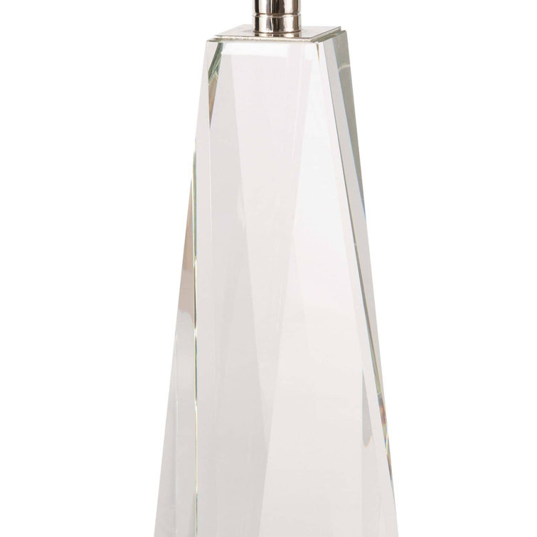 Angelica Clear Crystal Table Lamp with White Linen Shade