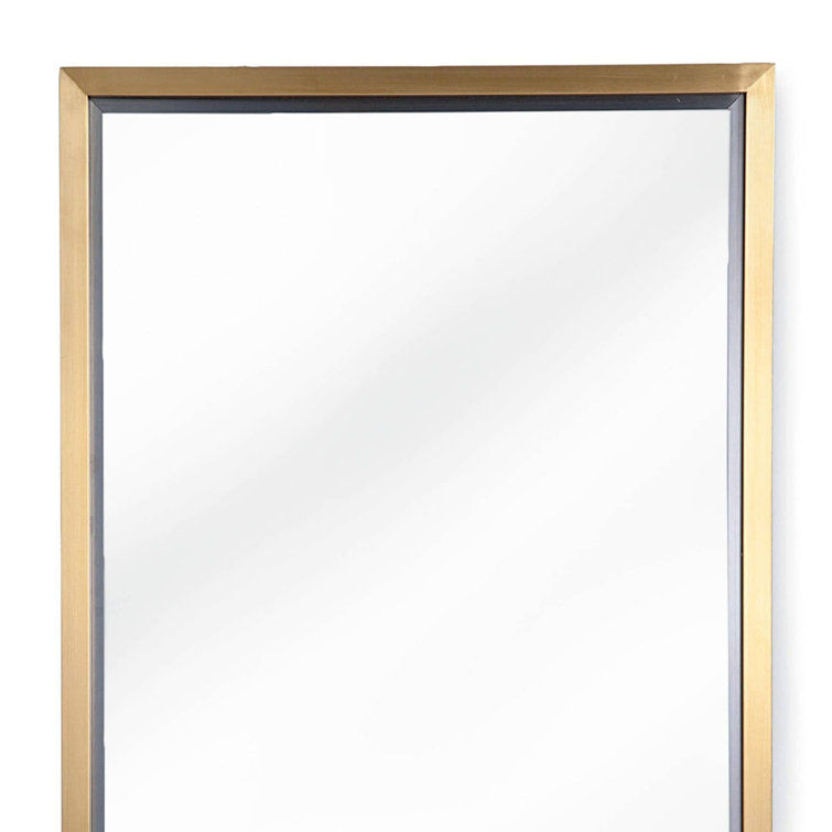 Minimalist Natural Brass Rectangular Mirror 24"W x 48"H