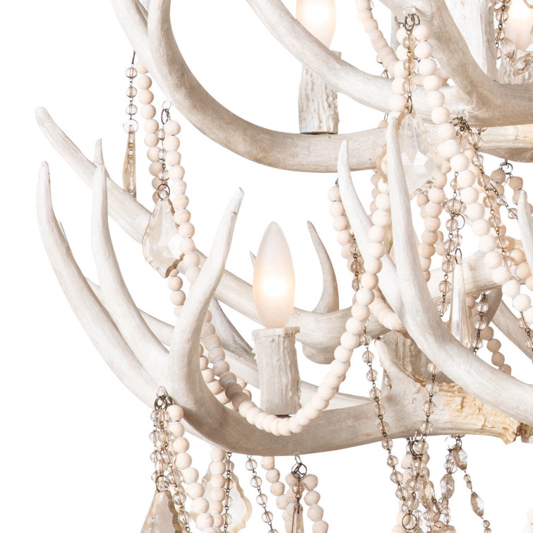 White Brass Antler 12-Light Chandelier