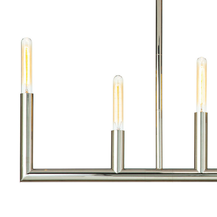 Elegant Wolfe 6-Light Polished Nickel Linear Chandelier