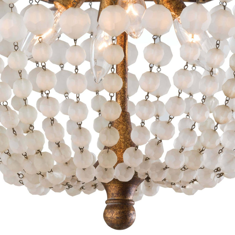 Regina Antique Gold 18" Crystal Bead 4-Light Flush Mount Ceiling Fixture