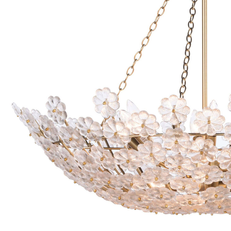 Charlotte 12-Light Natural Brass Crystal Chandelier