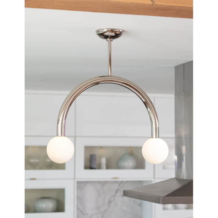 Modern Playful 2-Light Globe Pendant in Polished Nickel