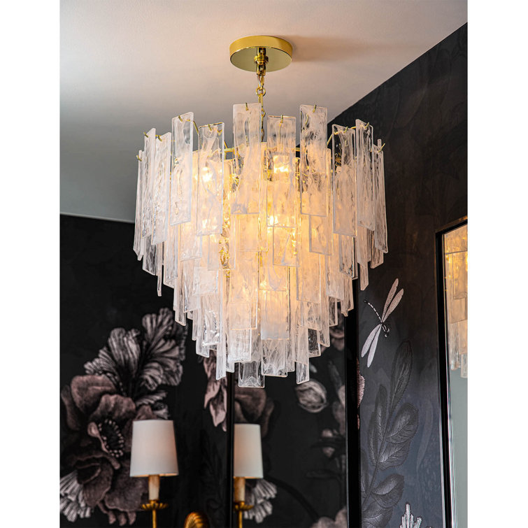 Mini Cascade Gold Finish 8-Light Glass Chandelier